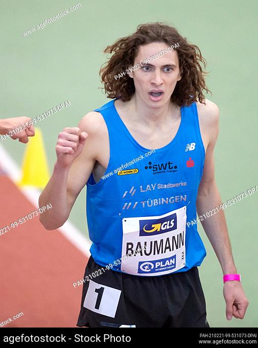 21 February 2021, North Rhine-Westphalia, Dortmund: Athletics: German Championship, in the Rudolf-Körnig-Halle. Robert Baumann