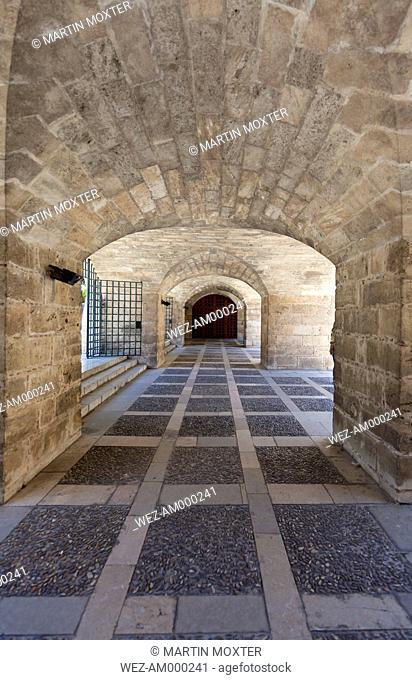 Spain, Mallorca, Palma, Passage vault at Almudaina Palace