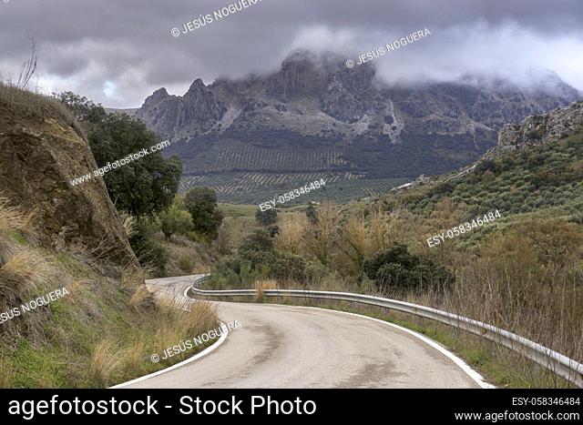 road in the natural park of the Subbetic mountains in Cordoba. Andalusia, Spain