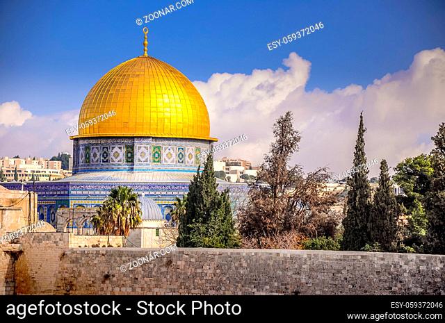 Dome of the Rock above the Western Wall Plaza