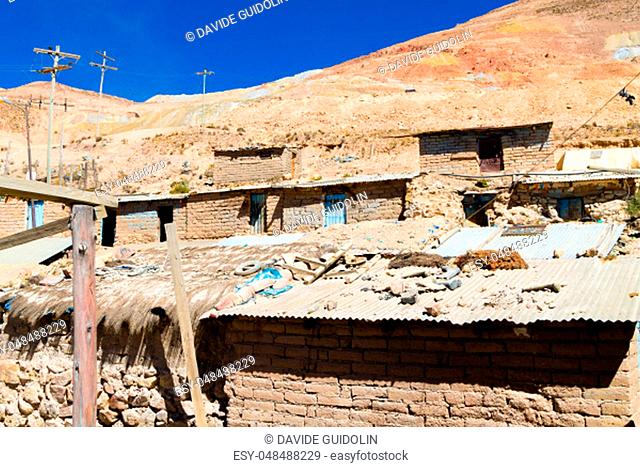 Potosi miner houses view, Bolivia. Bolivian mining city