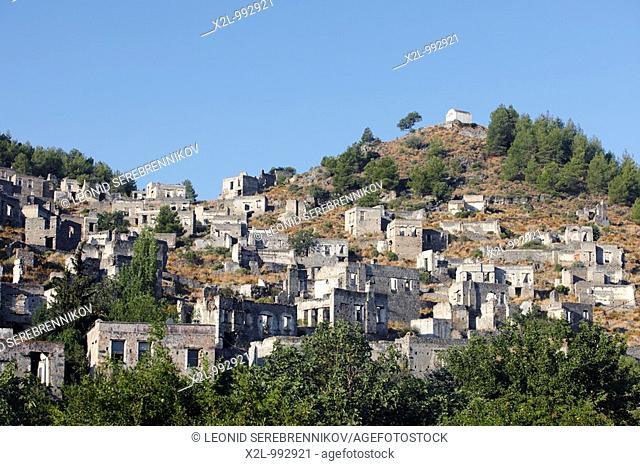Abandoned village of Kayakoy Greek: Levissi - a village 8 km south of Fethiye where Anatolian Greeks lived until approximately 1923  Province of Mugla, Turkey