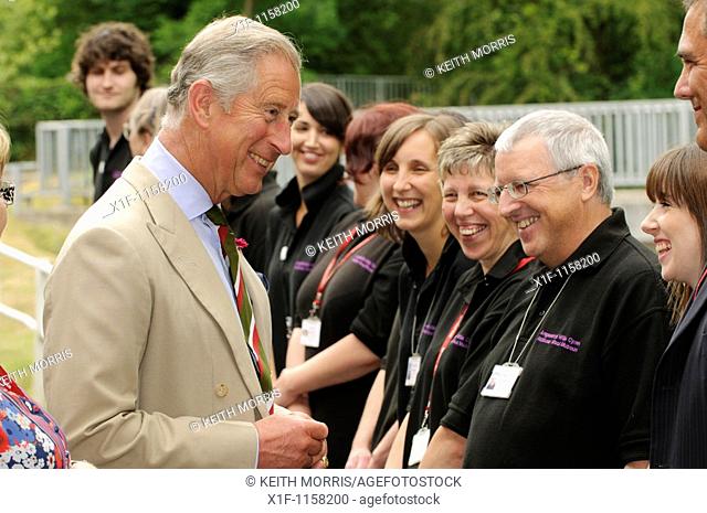The Prince of Wales meeting with members of staff while visiting the Welsh Woolen Museum, Drefach Felindre, Carmarthenshire, June 28 2010