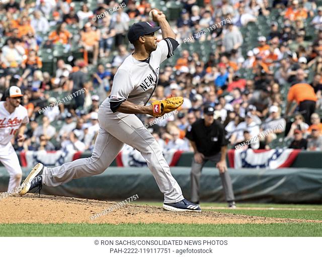 New York Yankees relief pitcher Stephen Tarpley (71) works in the seventh inning against the Baltimore Orioles at Oriole Park at Camden Yards in Baltimore