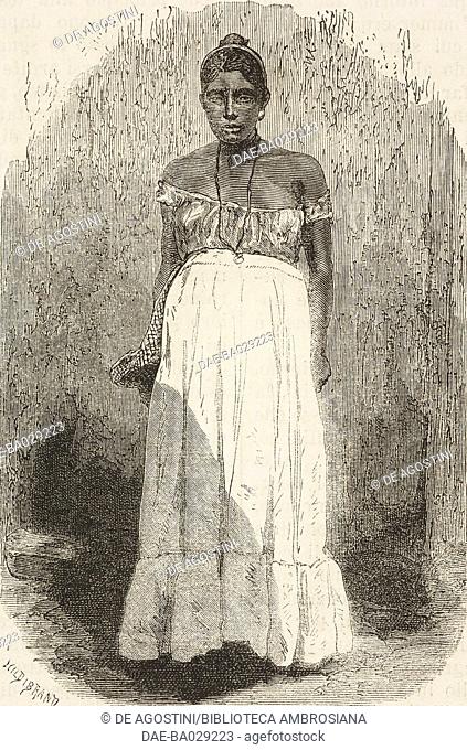 Mamluk woman (Portuguese/Indian mestizo), drawing by Alphonse de Neuville (1835-1885) from a photograph, from A Journey in Brazil, 1865-1866