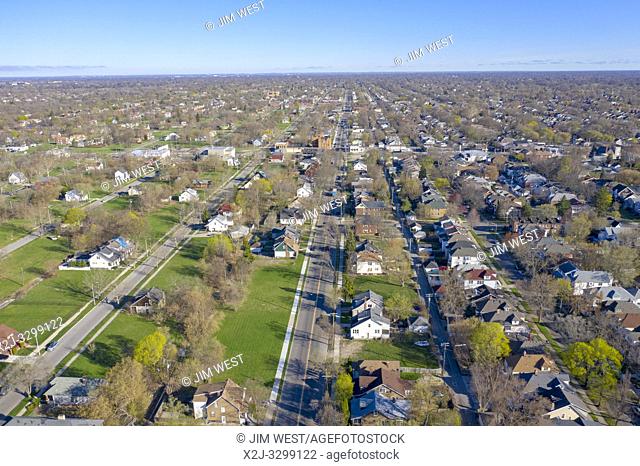 Detroit, Michigan - Huge sections of vacant land in Detroit (left) are not seen in the wealthy suburb of Grosse Pointe Park
