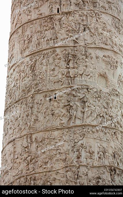Column of Tajan . Roman triumphal column in Rome, Italy