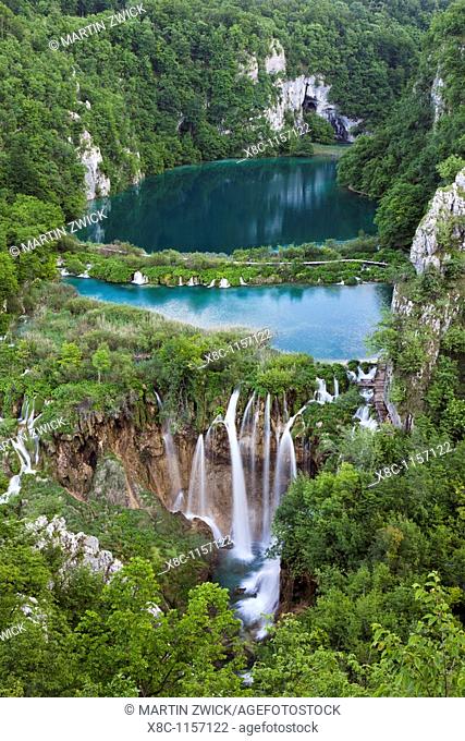 The Plitvice Lakes in the National Park Plitvicka Jezera in Croatia  The lower lakes  The Plitvice Lakes are a string of lakes connected by waterfalls  They are...