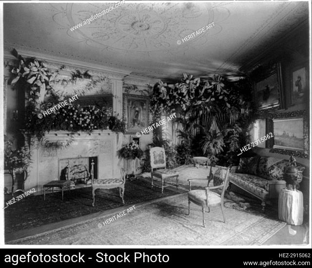 Whittemore House, Washington, D.C. - interior of parlor, showing decorations, c1900. Creator: Frances Benjamin Johnston