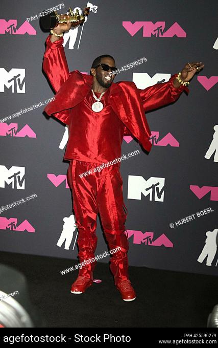 Sean 'Diddy' Combs poses in the winners press room of the 2023 MTV Video Music Awards, VMAs, at Prudential Center in Newark, New Jersey, USA
