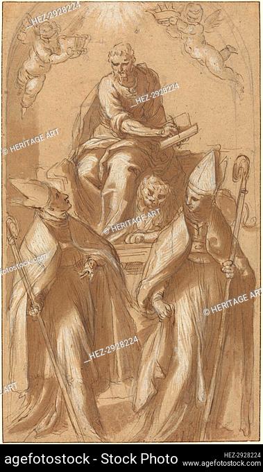 Saint Mark with Two Bishops and Putti, c. 1580. Creator: Jacopo Palma