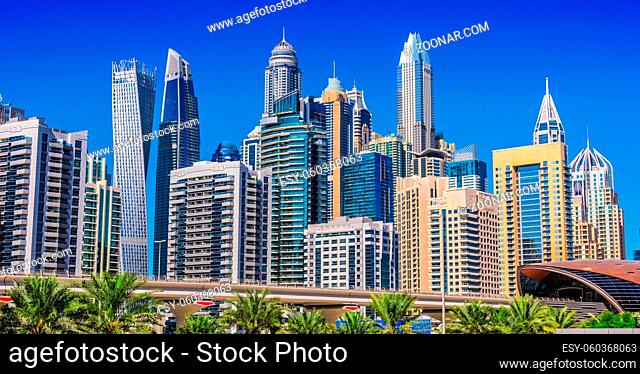 Modern residential architecture of Dubai Marina, United Arab Emirates