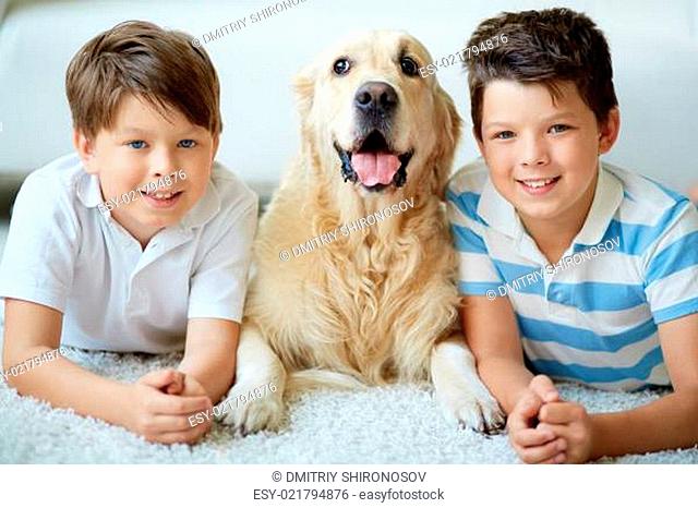 Boys with dog