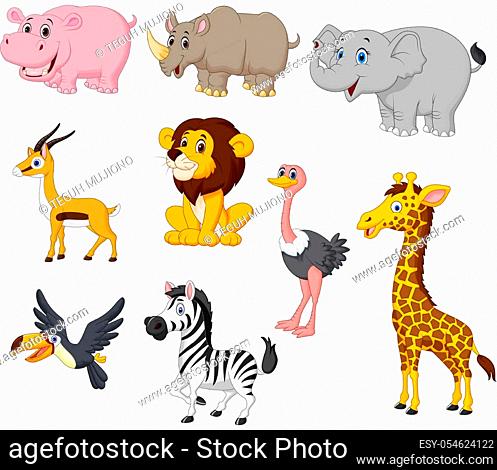 Cartoon wild animals collection set
