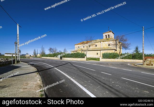 Church in Campo de San Pedro on a sunny day of winter. Segovia. Spain. Europe
