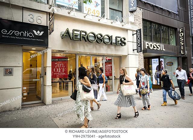 A soon to be closed Aerosoles women's footwear store in New York on Friday, September 15, 2017. Aerosoles has filed for Chapter 11 bankruptcy protection...