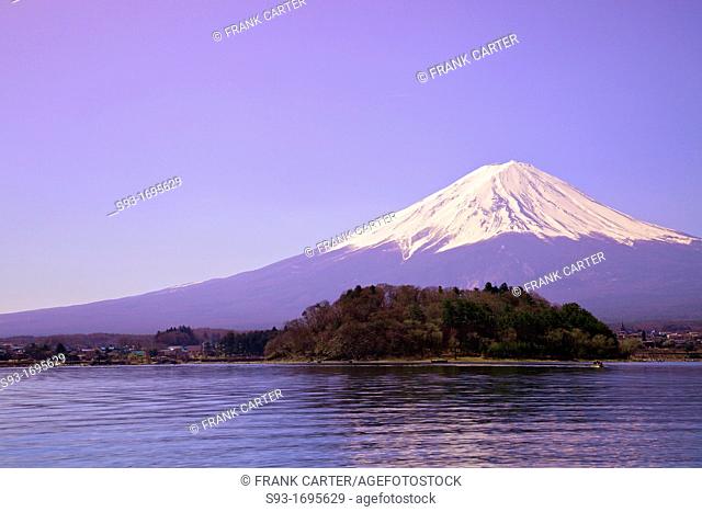 A view of Mt  Fuji in front of Lake Kawaguchiko