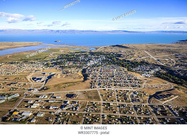 Aerial view of El Calafate cityscape, Patagonia, Argentina