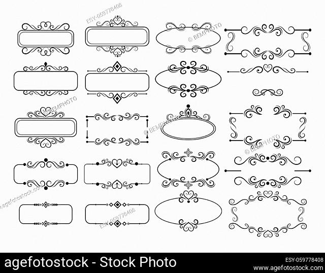 Seth assembly of various elements of the frame ornaments - Vector illustration