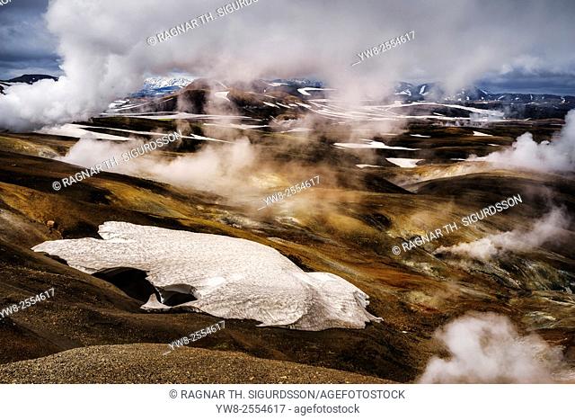 Geothermal areas, Hrafntinnusker, Central Highlands Iceland