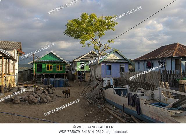 Street scene in the Bajau Sea Gypsy village on Bungin Island, famous for living in stilt houses above the water and living entirely off the sea