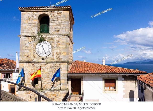 Torre del Reloj Tower, Lastres village. Asturias. Spain. Historical Heritage Site