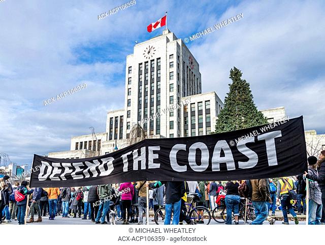 Anti Kinder Morgan Pipeline Protest Rally Vancouver City Hall, Vancouver, British Columbia, Canada