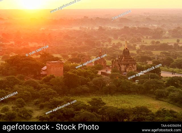MYANMAR, BAGAN - OCTOBER 29, 2023: A view of a Buddhist temple complex at sunrise. Yuri Smityuk/TASS