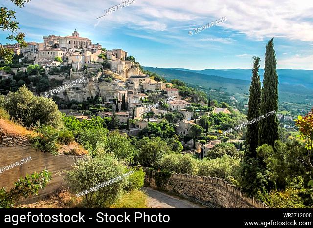 View of the mountain village of Gordes in the Luberon, Provence, France