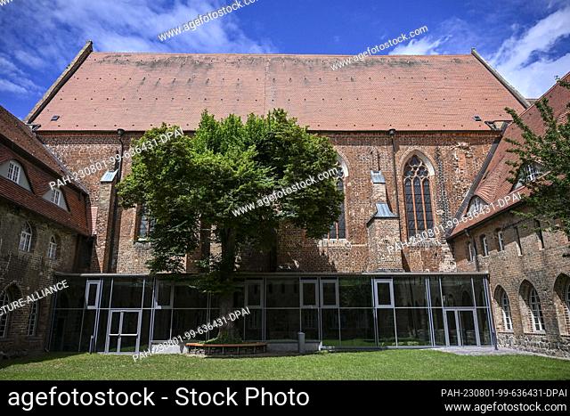 PRODUCTION - 20 July 2023, Brandenburg, Prenzlau: View of the glazed north wing of the cloister of the former Dominican monastery in Prenzlau