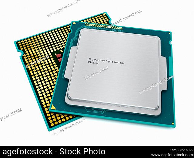 CPUs (central processing units) isolated on white background