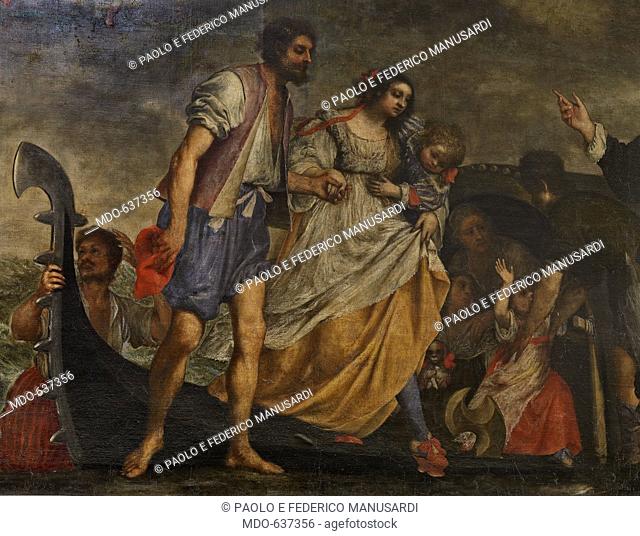 The Miraculous Rescue, by Girolamo Forabosco, 17th Century, oil on canvas, . Italy, Veneto, Venice, Malamocco, Santa Maria Assunta Church. Detail