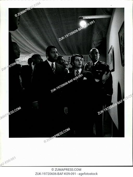 Jun. 06, 1972 - President for life of Republic Haiti, Jean Claude Duvalier, touring Chagall exhibit at French Institute Port au Prince. At his right G