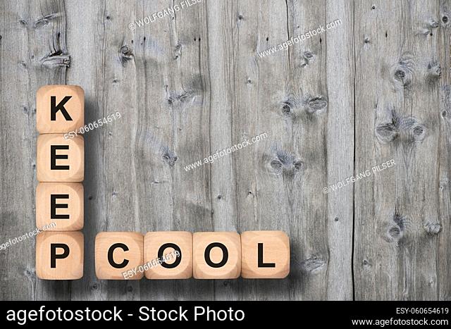 keep cool written on wooden cubes