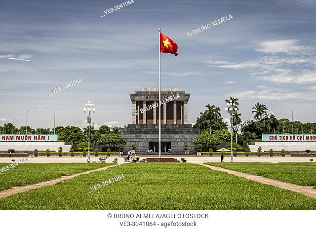 The Ho Chi Minh Mausoleum, located in the center of Ba Dinh Square, Hanoi (Vietnam)