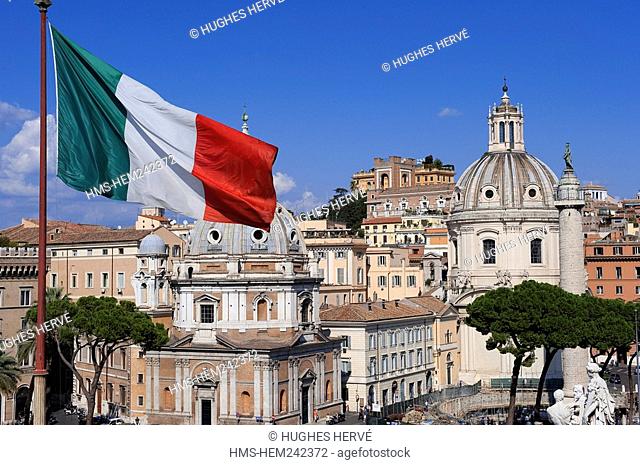 Italy, Lazio, Rome, listed as World Heritage by UNESCO, Trajan's Column and Santissima Nome di Maria Church