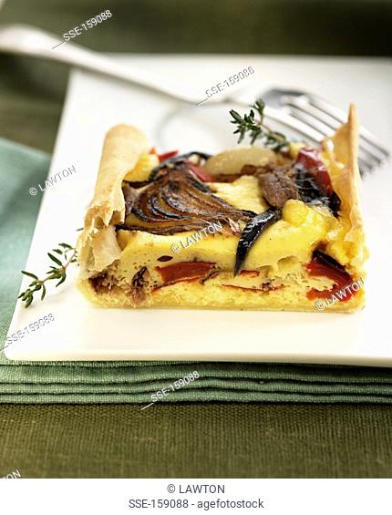 Vegetable and anchovy savoury tart