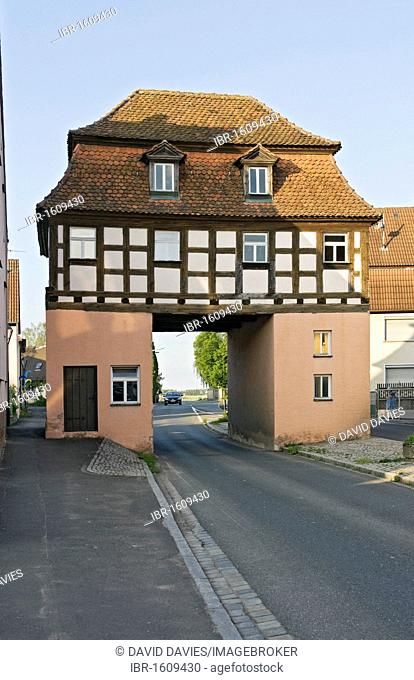 Town gate at Uehlfeld, Neustadt an der Aisch, Middle Franconia, Bavaria, Germany, Europe
