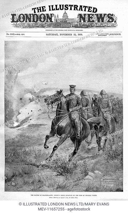 The Battle of Elandslaagte: enemy's shell bursting by the side of General White, during the Second Boer War