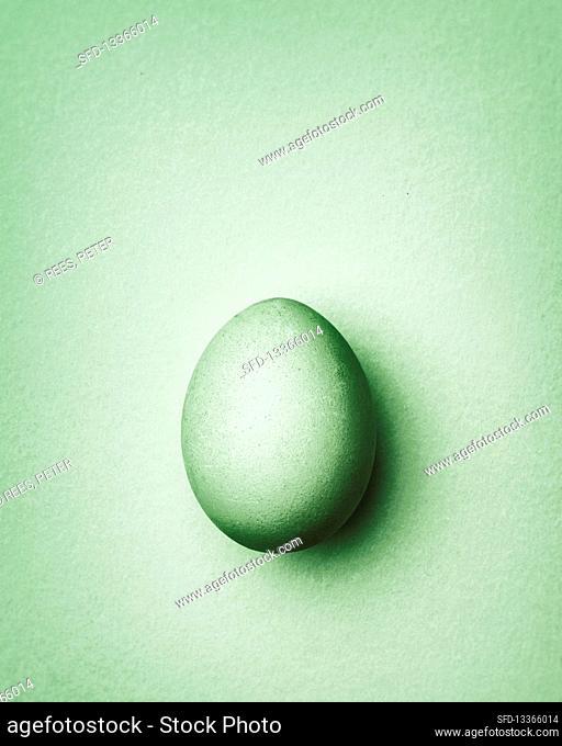 Pale green Easter egg on a pale green background