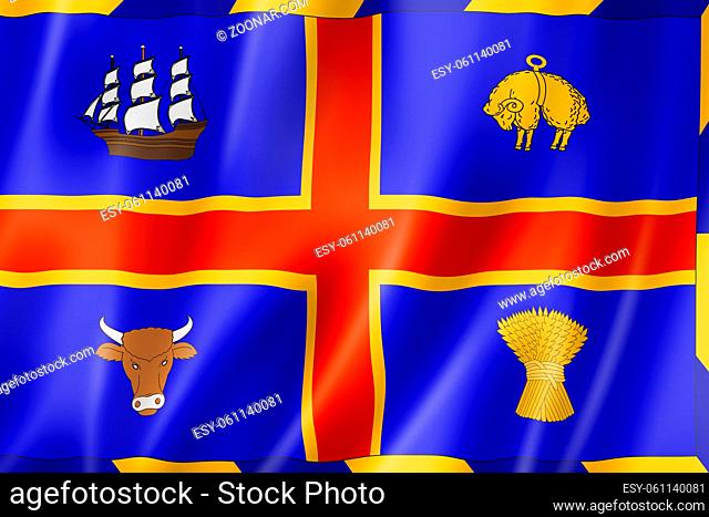 Adelaide city flag, Australia waving banner collection. 3D illustration
