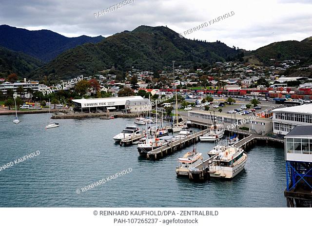 The town of Picton in the north of the South Island of New Zealand - from here man reaches the ship Wellington on the North Island