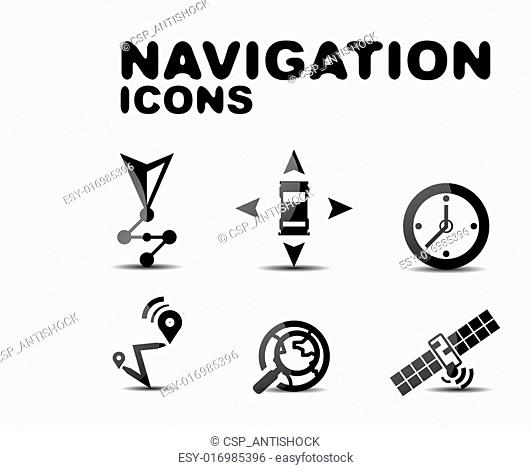 Navigation glossy black icon set
