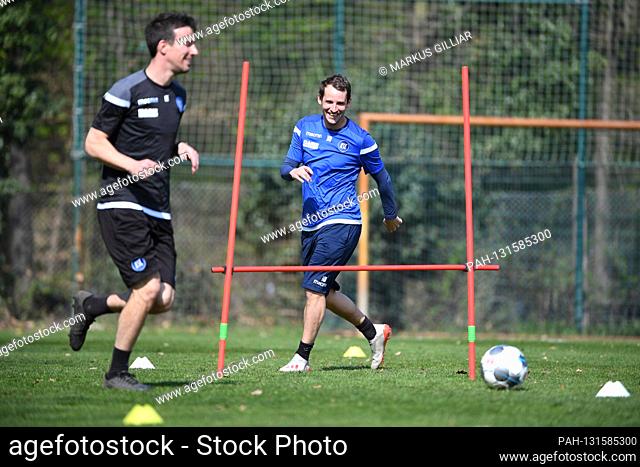 left to right coach Christian Eichner (KSC), Anton Fink (KSC). GES / Football / 2.Bundesliga: First training session of Karlsruher SC after the break due to the...