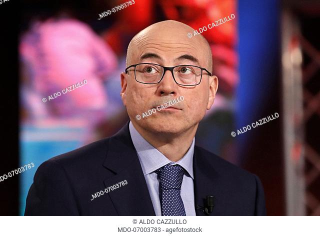 Italian journalist Aldo Cazzullo attends at the television program Povera Patria. Rome (Italy), March 15th, 2019
