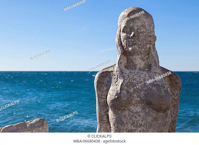 Europe, Slovenia, Istria. Statue of a mermaid, Piran peninsula