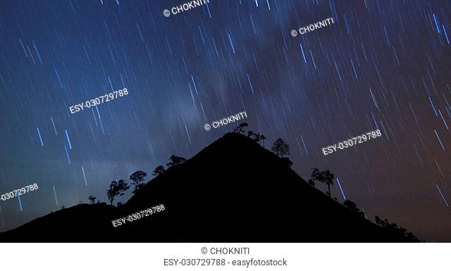 The stars in the sky, Top view of Mountain, Khao chang puak, Thailand