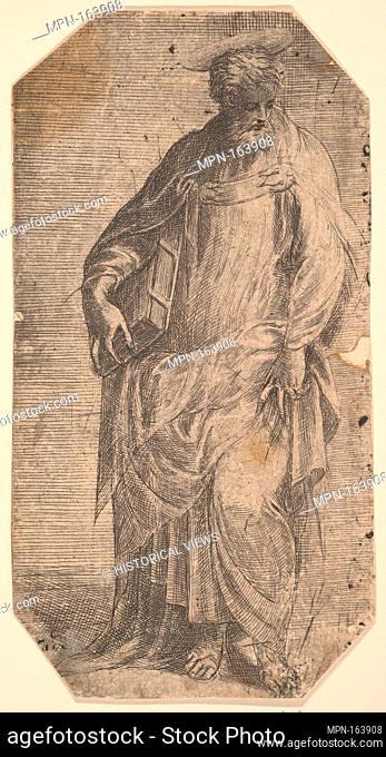 Saint Philip standing with a book under his right arm, from 'Christ and the Apostles'. Series/Portfolio: Christ and the Apostles; Artist: Andrea Schiavone...