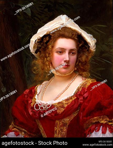 Jacquet Gustave Jean - Young Girl with Red Dress - French School - 19th Century