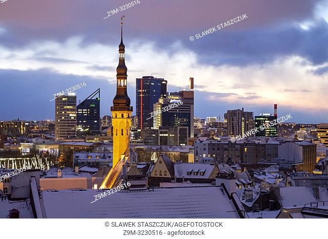 Winter dawn in Tallinn, Estonia